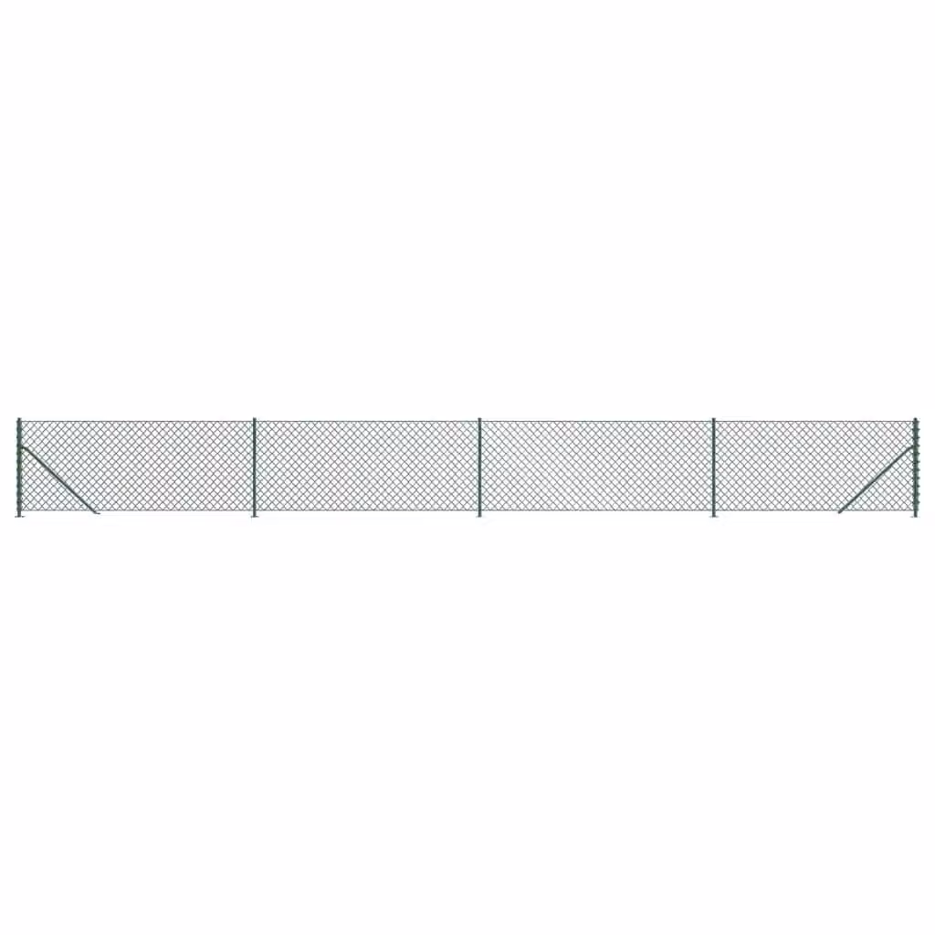 Berkfield Home Green PVC-Coated Steel Chain Link Fence with Flange, W/H: 0.8 x 10 m – 2