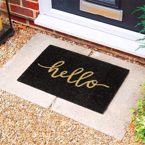 Nicola Spring Hello Black Coir Door Mats, Pack of 2, W/D: 60 x 40 cm – 5