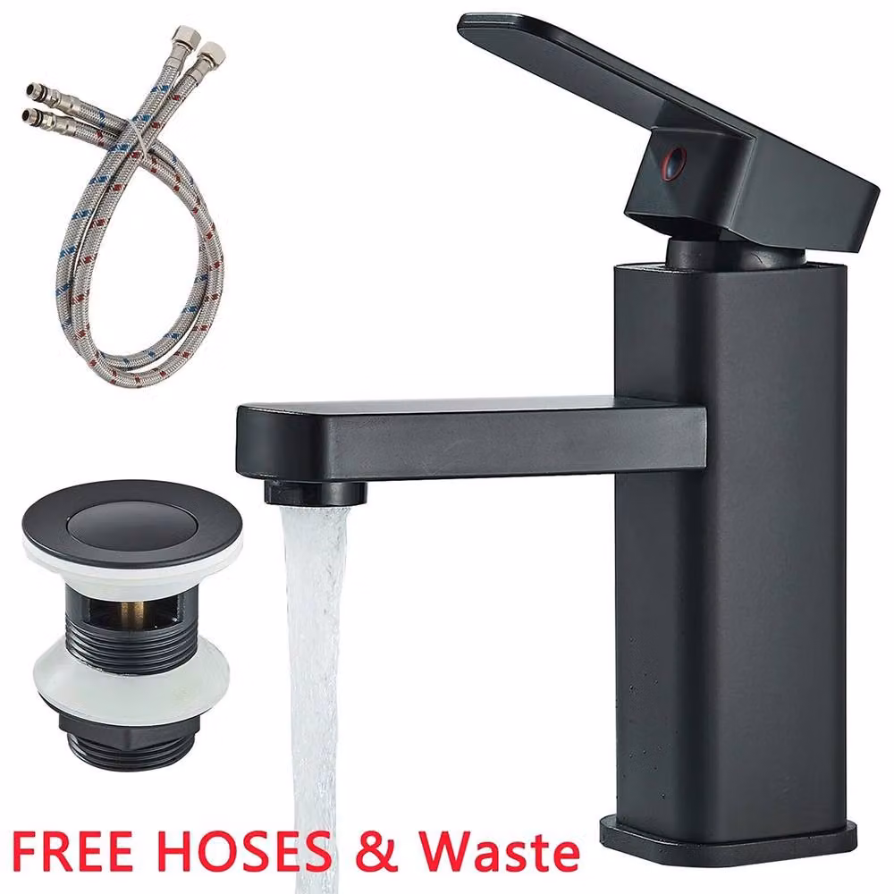 Kelvenix Matt Black Waterfall Basin Mixer Tap with Pop-Up Waste – 5