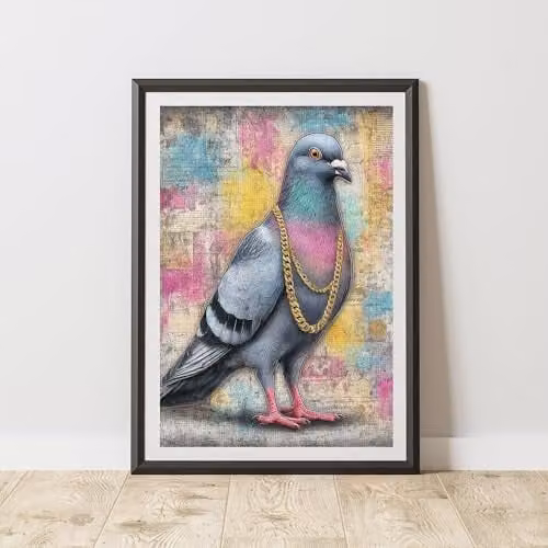 60 Second Makeover Pigeon Graffiti Urban Street Art Poster, Multicolour, A4