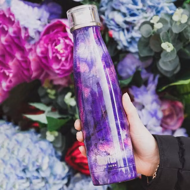 Built Vacuum Insulated Stainless Steel Water Bottle, Purple Marble, 500ml
