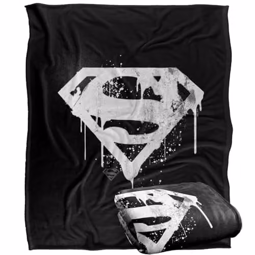 Warner Bros. Superman Graffiti Logo Super Soft Silky Touch Fleece Throw Blanket, Multicolour, W: 127 cm x D: 152.4 cm – 1