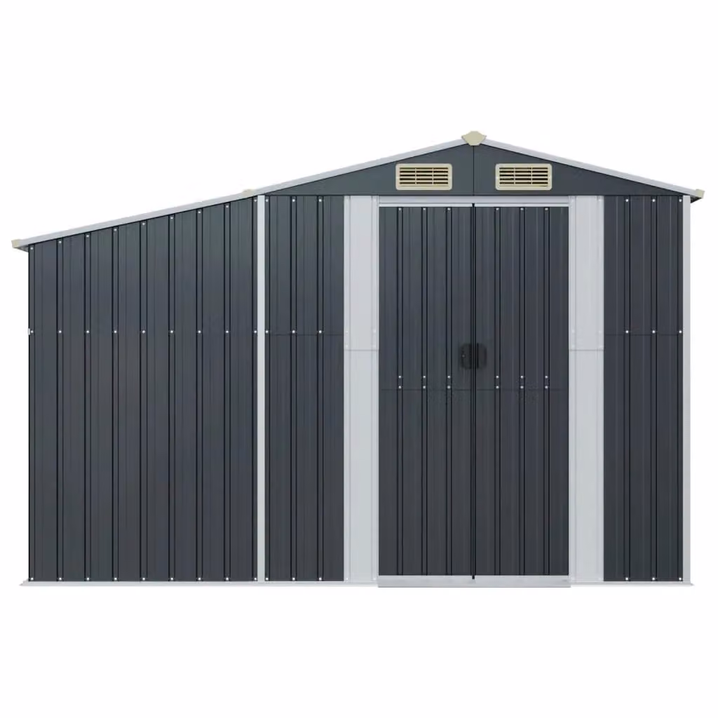 Berkfield Home Modern Garden Shed in Anthracite and Black Galvanised Steel, W/D/H: 277 x 93 x 179 cm – 2