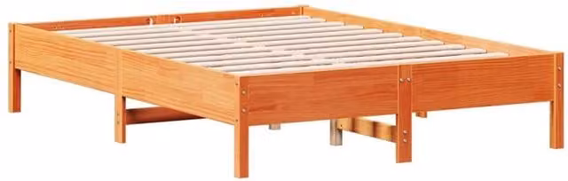 Berkfield Home Small Double Solid Wood Pine Bed Frame, Waxed Brown, W/D/H: 120 x 190 cm