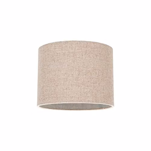 Happy Homewares Round Drum Fabric Lamp Shade in Beige, W/D/H: 20.32 x 20.32 x 15 cm
