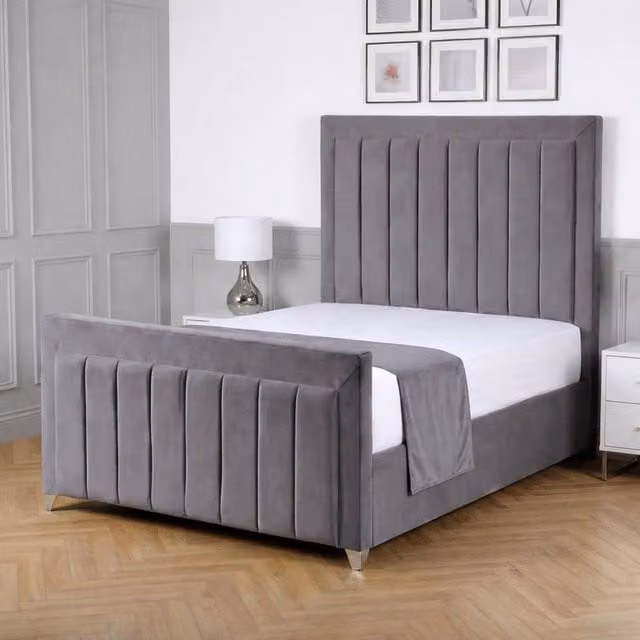 Living Comfort Bedz Elara Single Upholstered Velvet Gas Lift Storage Bed in Grey