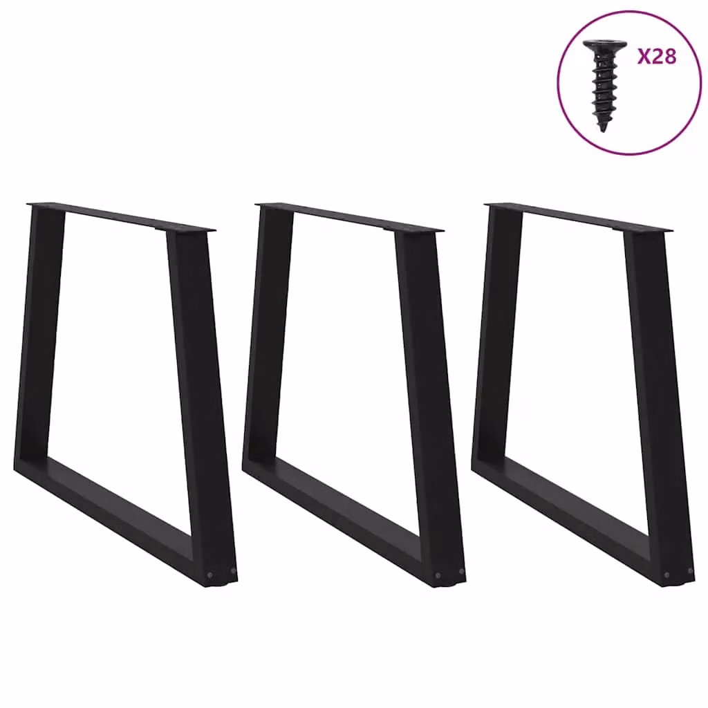 Berkfield Home V-Shape Dining Table Legs, 3 Piece Set, Black Steel, H: 72-73.3 cm x W: 90 cm – 2
