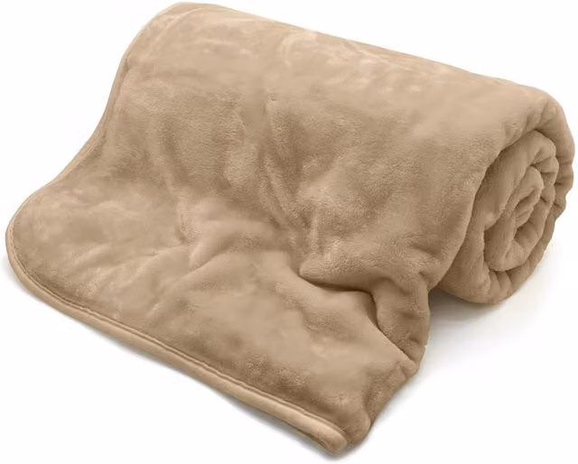 HomeSpace Direct Fluffy Microfibre Mink Throw in Yellow and Beige, Width: 152 cm