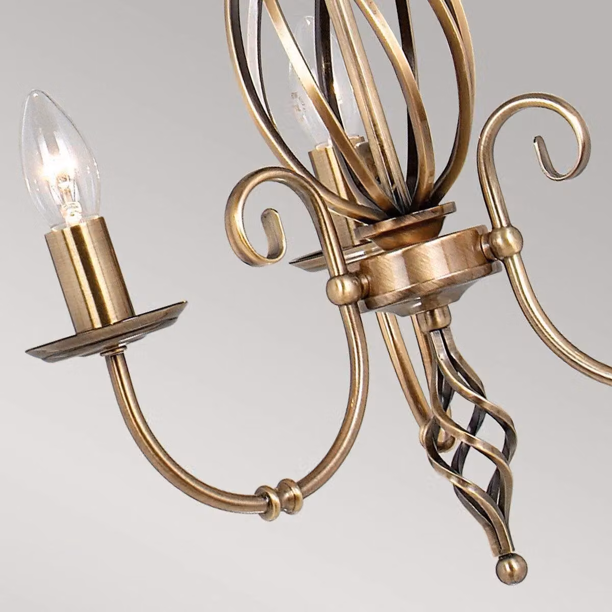 Netlighting Artisan 3 Light Ceiling Chandelier in Yellow and Aged Brass with Glass Lanterns and E14 Base – 2