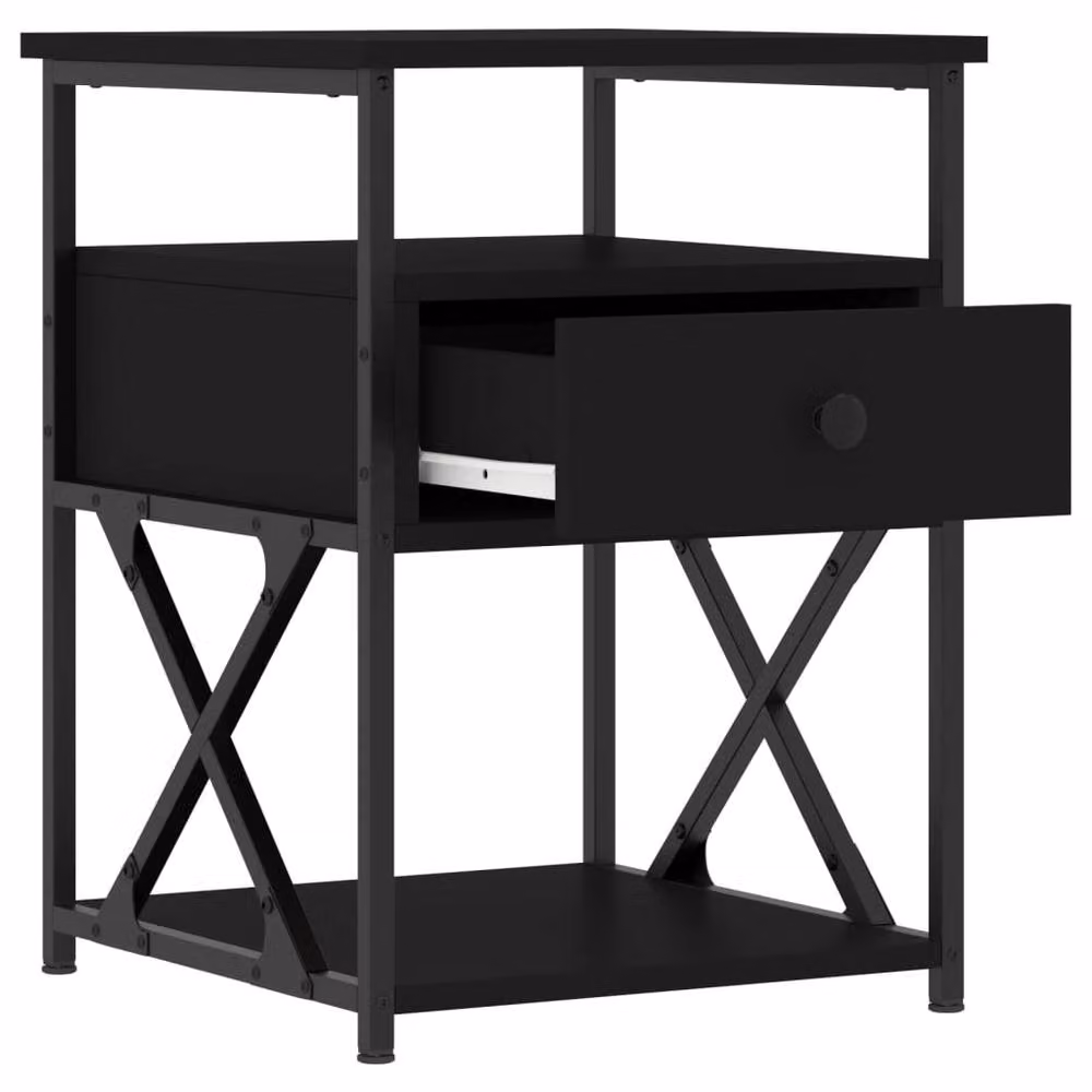 Berkfield Home Set of 2 Durable Black Bedside Cabinets, W/D/H: 40 x 42 x 55 cm – 6
