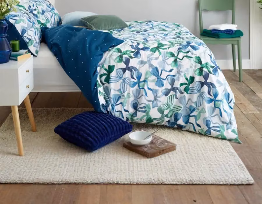 Deyongs Bows Print 200 Thread Count Cotton Rich Duvet Cover Set in Blue and Pink, Size: Double (W: 140 cm, L: 200 cm) – 2