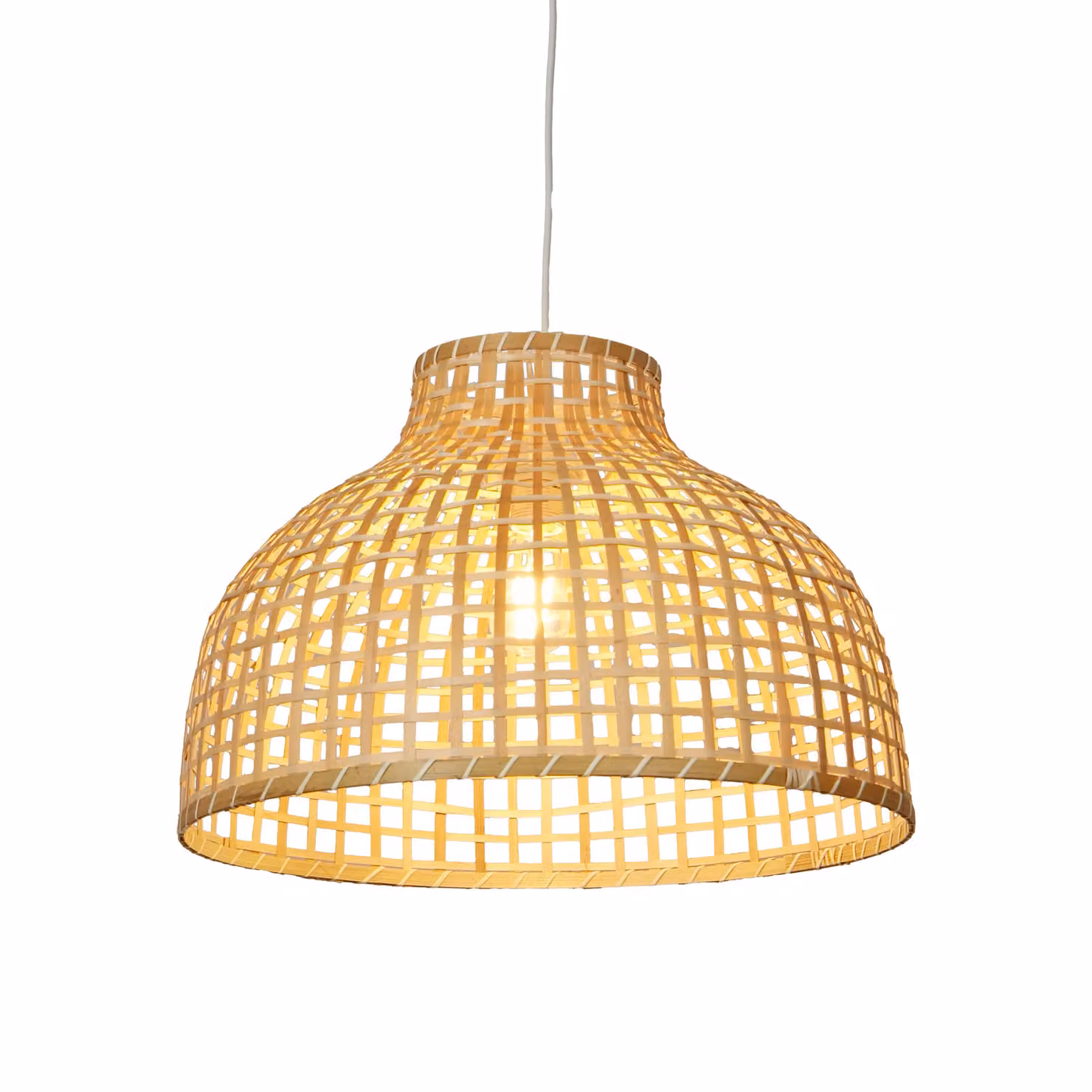 Lighting Collection Large Bamboo Woven Dome Lamp Shade in Natural Brown and Beige – 2