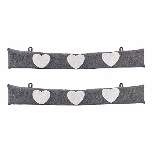 Nicola Spring Herringbone Heart Draught Excluders, Grey, Pack of 2