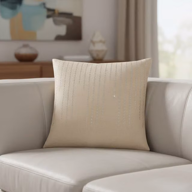 Terrys Modern Square Velvet Cushion in Beige, 45 x 45 cm
