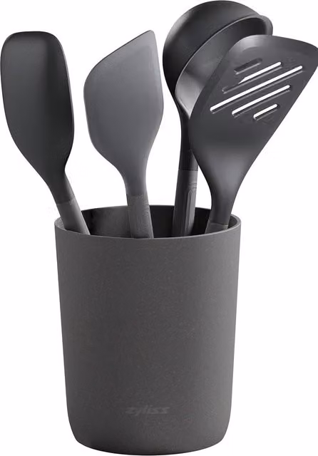 Zyliss 5-Piece Heat Resistant Silicone Kitchen Utensil Set with Holder in Grey – 4