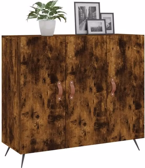 Berkfield Home Smoked Oak Sideboard in Brown, W/D/H: 90 x 34 x 80 cm – 1