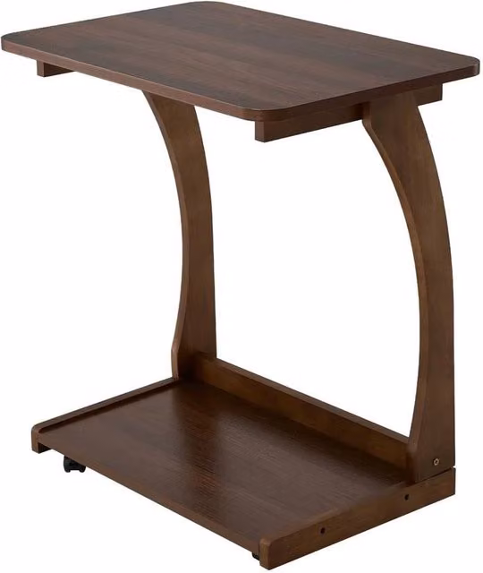 KORVIXA Movable 2-Tier Sofa Side Laptop Table and Computer Desk in Brown