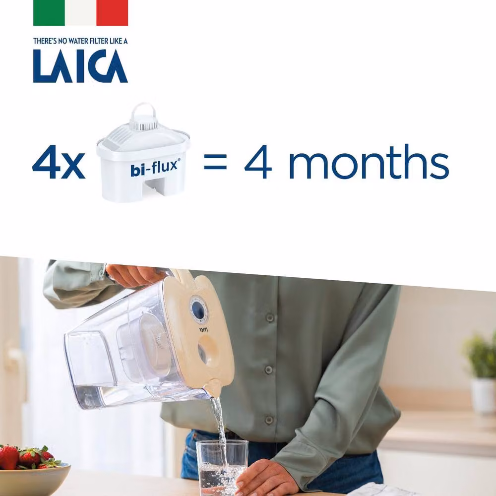 LAICA Big Roma Water Filter Jug with 4 Bi-flux Cartridges, 3.7 l, White – 2
