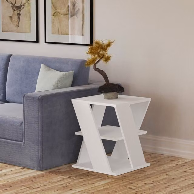 Decortie Cyclo Modern Square Coffee Table in White, W/D/H: 45 x 45 x 55 cm