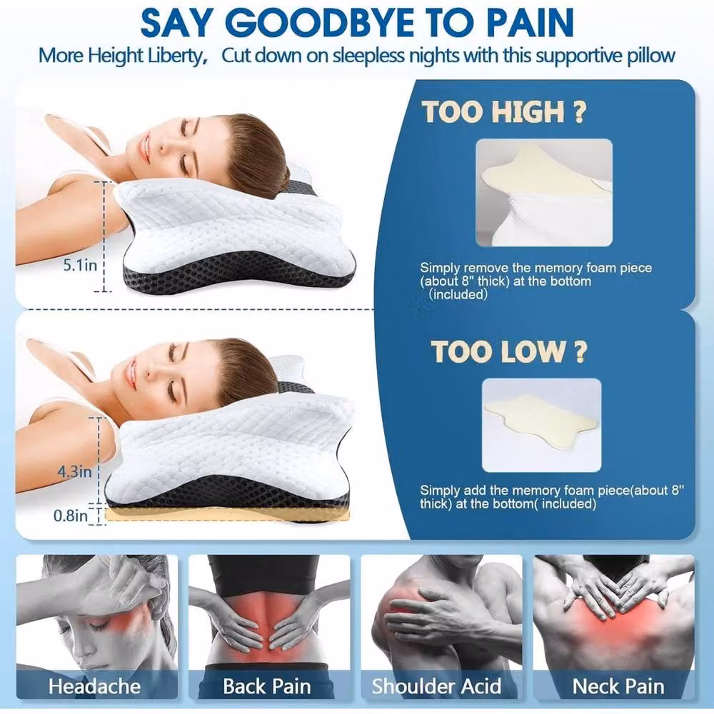 NESTLUNE Ergonomic Cervical Memory Foam Cot Pillow in White – 3
