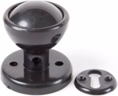 Unifix Black Plastic Mortice Knob and Rosette Set, Pack of 10