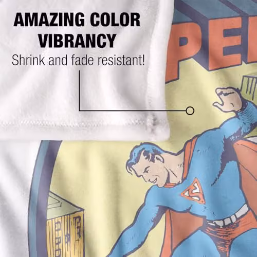 Warner Bros. Superman Silky Touch Super Soft Fleece Throw Blanket, Multicolour, W: 152 cm, D: 127 cm – 2