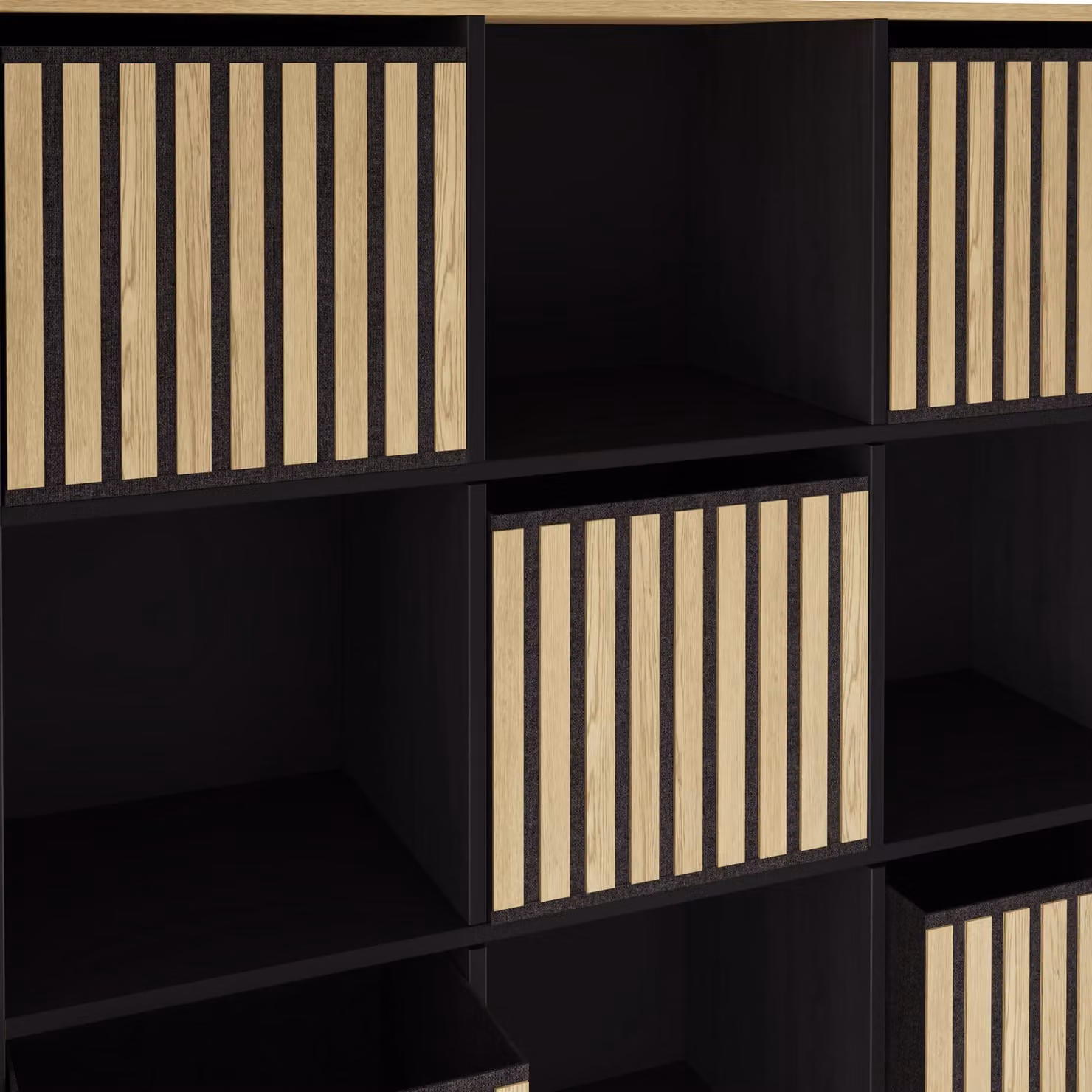 GFW Kube 3x3 Modern Shelf Storage Cube in Black and Oak – 4