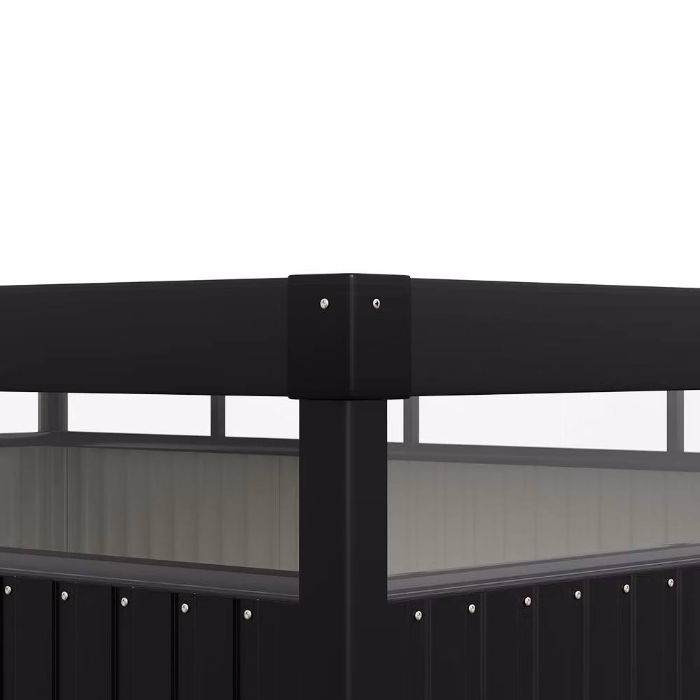 Living and Home Metal Garden Tool Shed in Black, Galvanised Steel, W/D/H: 388 x 301 x 203 cm – 5