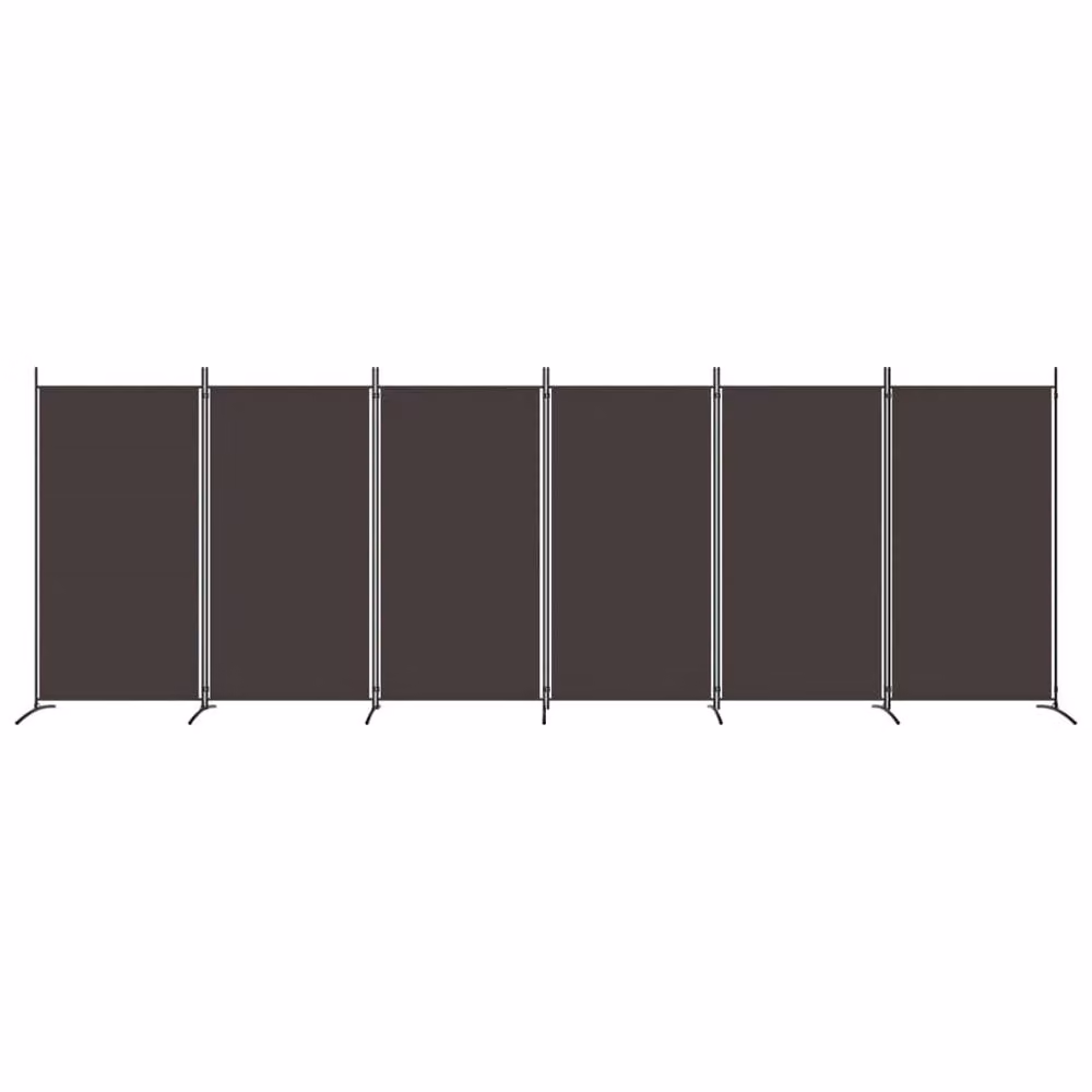 Berkfield Home 6-Panel Fabric Room Divider, Brown, W: 520 cm, H: 180 cm – 3