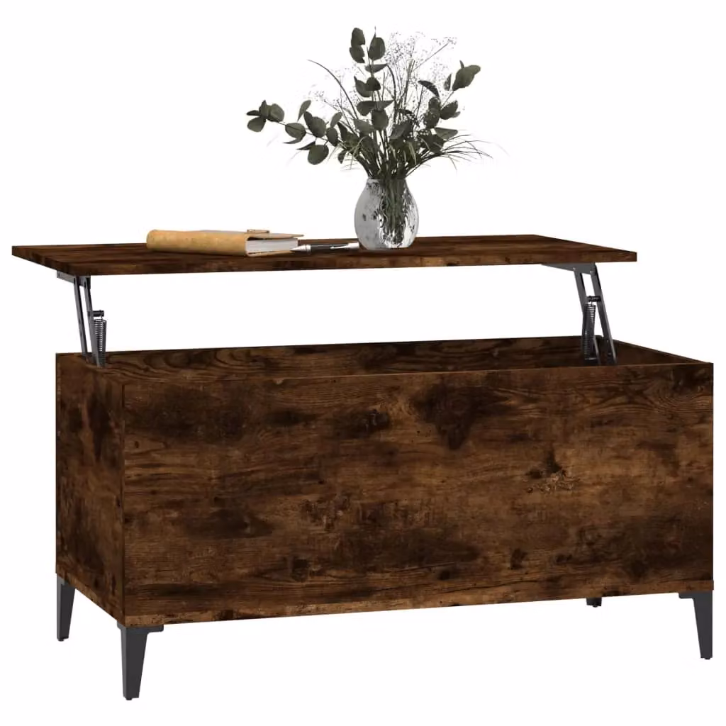 Berkfield Home Smoked Oak Coffee Table in Brown, W/D/H: 90 x 44.5 x 45 cm – 3