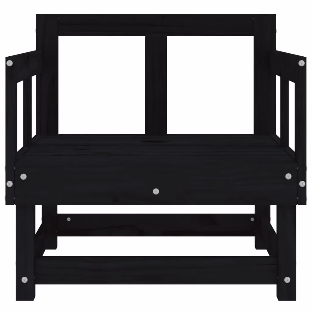 Berkfield Home Set of 2 Rustic Black Solid Pine Wood Garden Chairs – 4