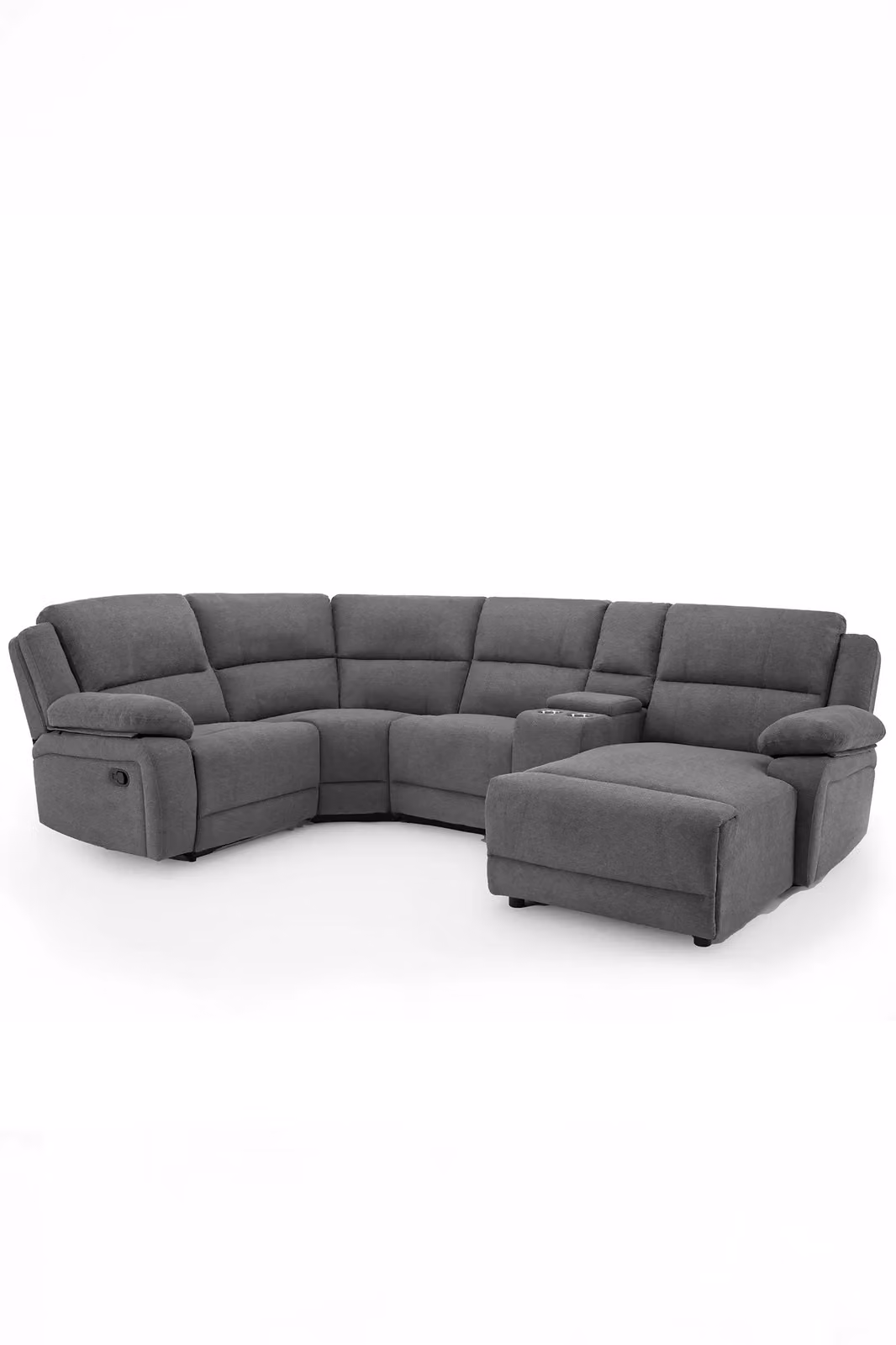 More4Homes Dublin 4 Seater Fabric L-Shape Corner Recliner Sofa with Cup Holders in Grey – 2