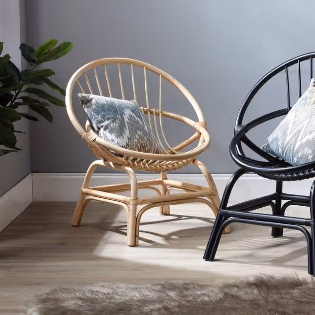 Desser Boho Rattan Bowl Chair in Pink, Yellow or Beige