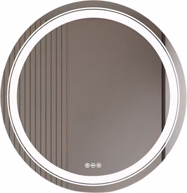 Pirlo Plush Round LED Illuminated Dimmable Wall Mirror with Anti-Fog Demister in White