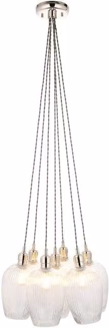 Netlighting Livorno Cluster Pendant Light with Ribbed Transparent Glass and Grey Metal in a Dimmable, Height-Adjustable Design – 1