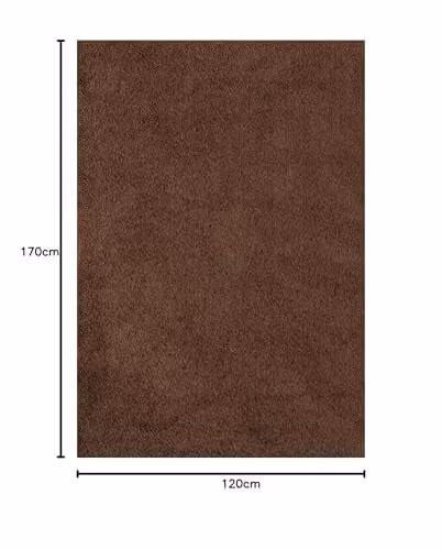THE RUGS Brown Plain Shaggy Living Room Rug, W/D/H: 170 x 120 x 3 cm – 2
