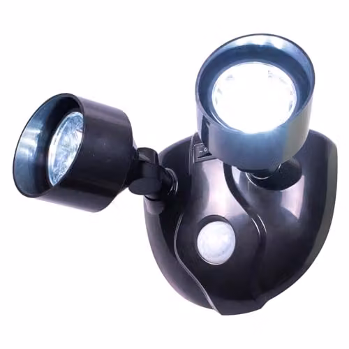 mysmartbuy Black Battery Powered Twin Head Motion Sensor Security Light with 160 Lumen LED Floodlight and Adjustable Heads, H10 x W12 x D10 cm – 2