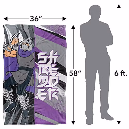 LOGOVISION TMNT Shredder Super Soft Silky Touch Fleece Blanket, Multicolour and Purple – 2