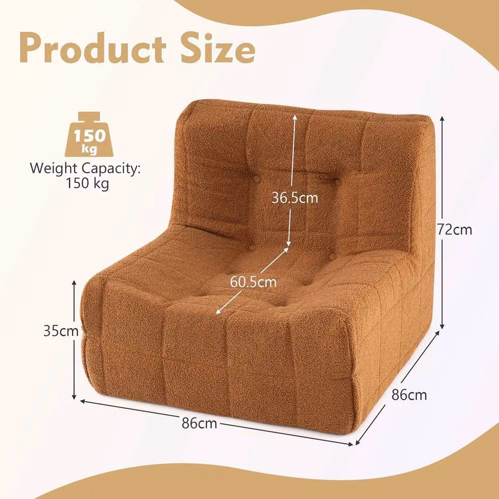 Kelvenix Brown Bouclé Fabric Armless Upholstered Lazy Floor Sofa for your Living Room – 2