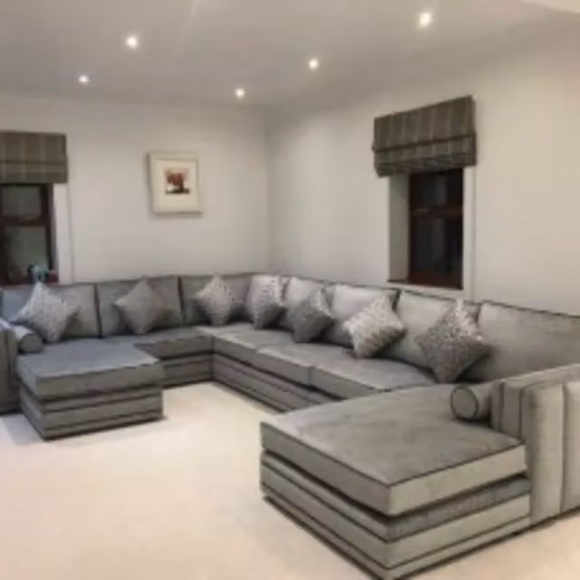 HOB Furniture Luxury Linear Thomas U-Shape Upholstered Sofa with Chaise End in Dark Grey