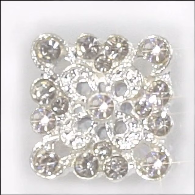 Syntego Pack of 10 Silver Decorative Filigree Square Diamante Embellishments
