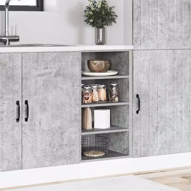 Berkfield Home Grey Industrial Kitchen Base Unit with Hinged Doors and Internal Shelves, W/D/H: 40 x 44.5 x 81.5 cm