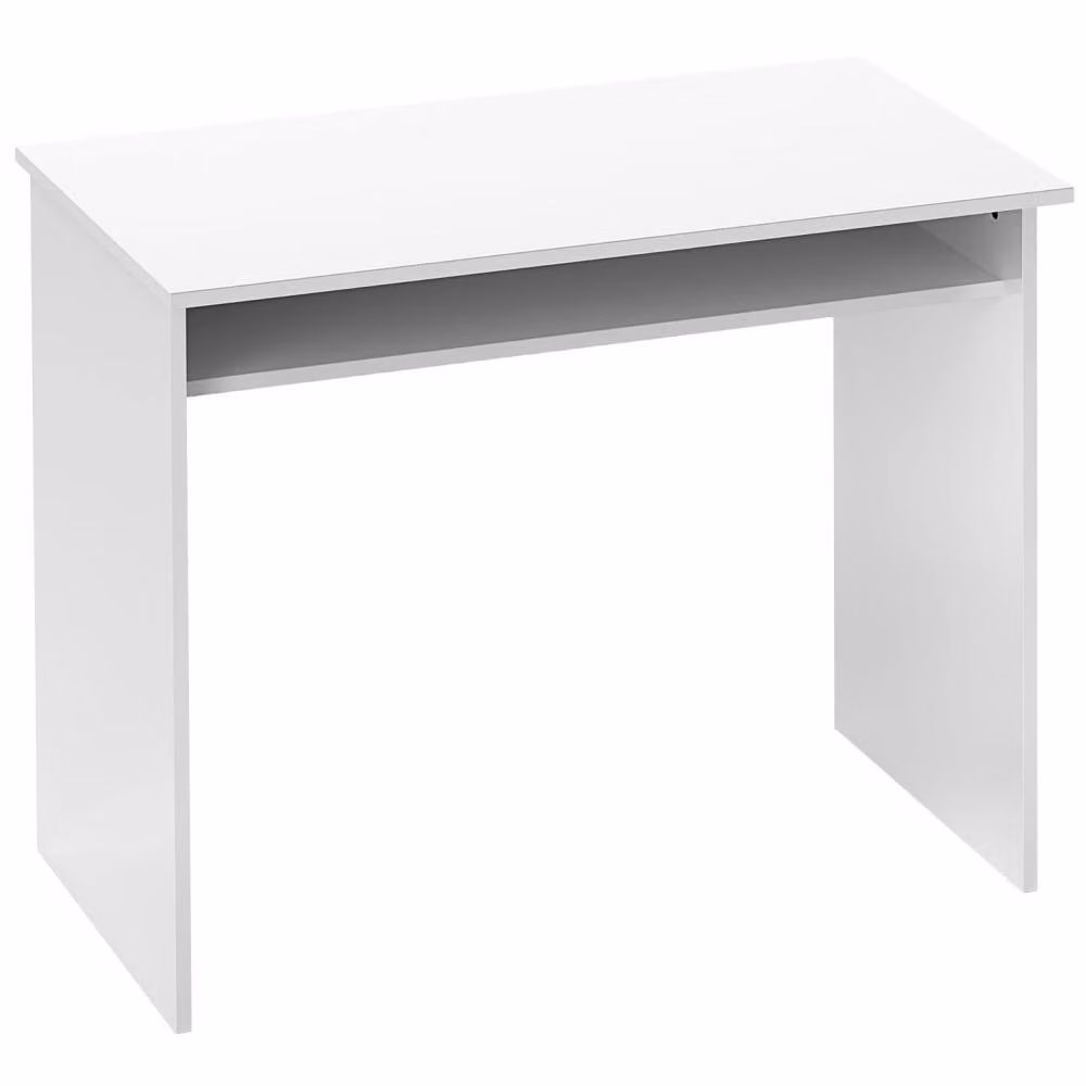 Wyld Haus Selu Compact Writing Desk with Storage Shelf, High Gloss White, Height: 90 cm – 2