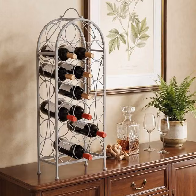 Orsina Cafe Cassis Grey 20 Bottle Metal Wine Rack – 2