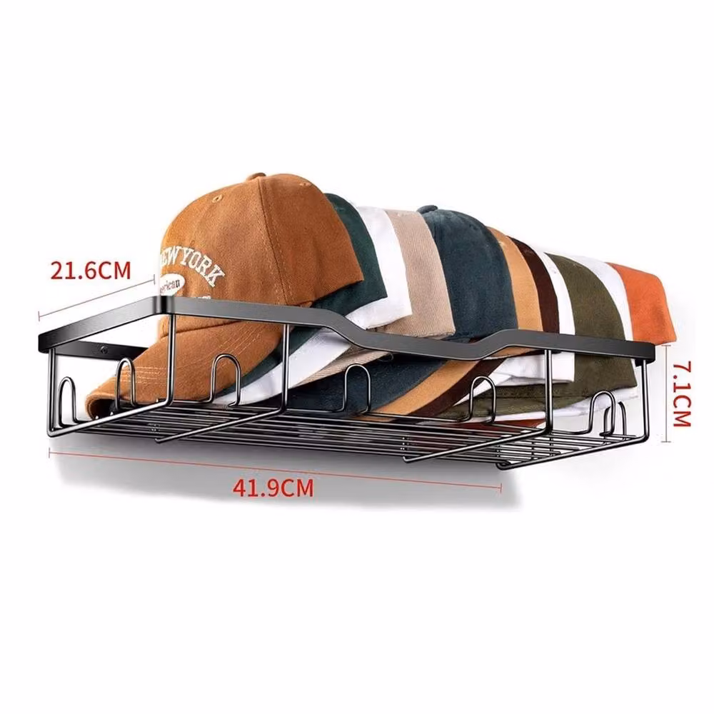 VOGREX 2-Pack Wall Mounted Metal Hat Cap Rack Storage Display Organiser in Black – 2
