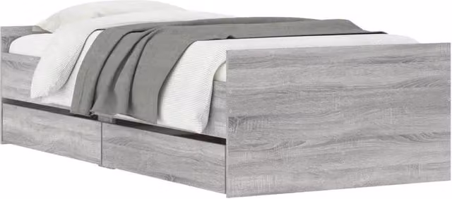 Berkfield Home Modern Bed Frame with Drawers in Grey Sonoma, W/D/H: 90 x 200 x 50 cm – 1