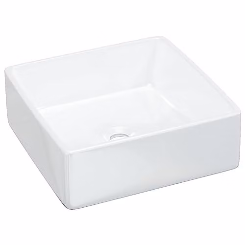 vidaXL White Ceramic Square Wash Basin W: 37 cm, D: 37 cm, H: 13 cm