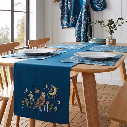 Catherine Lansfield Enchanted Twilight Animals Cotton Dining Placemats, 4 Pack, Blue – 3