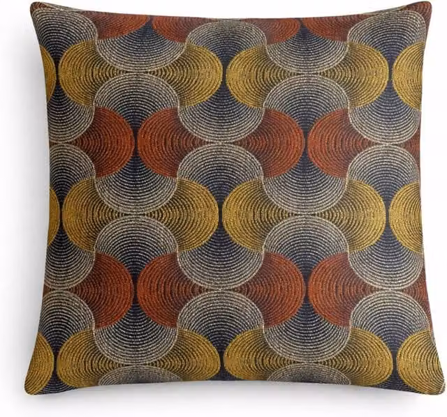 Serenityy Classic Woven Cotton Geometric Swirl Cushion Cover in Brown, Mustard, Rust and Grey, W/D/H: 45 x 45 x 45 cm – 1