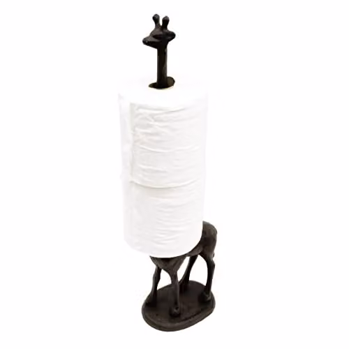 mysmartbuy Giraffe Design Freestanding Cast Iron Toilet Paper Holder in Black, Height: 48 cm – 2